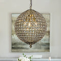 1-Light 12" Retro Antique Gold Crystal Globe Chandelier Small Sphere Pendant Light