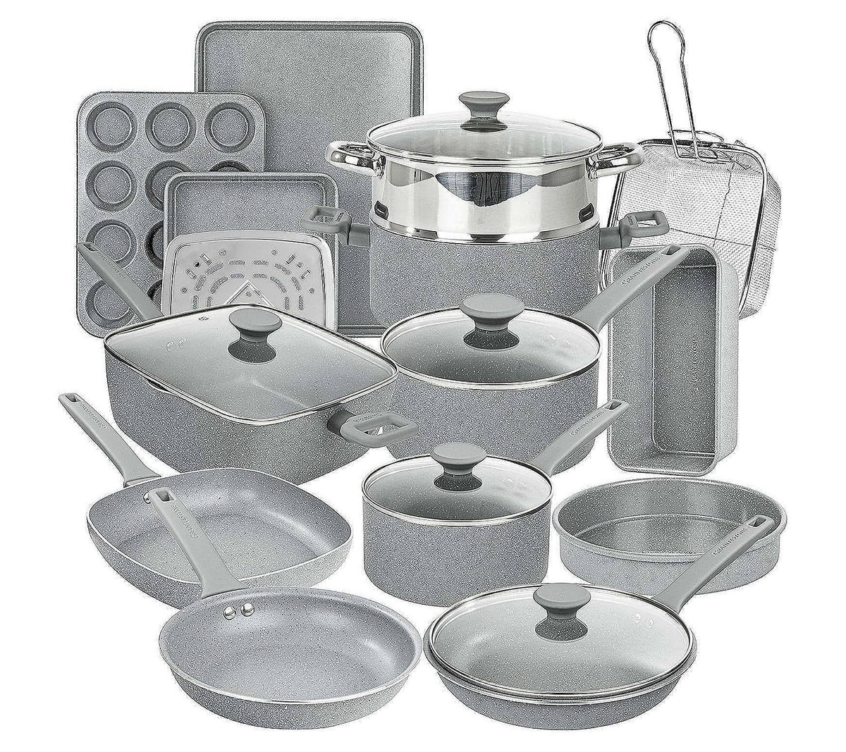 Granitestone Desert Grey 20 PC Nonstick Cookware and Bakeware Set