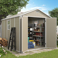 ELPOSUN Outdoor Storage Shed 6x4.5 Ft, Resin Outside Sheds & Outdoor Storage Plastic for Trash Can, Bike, Lawnmower, Generator, Tool Shed with Lockable Door for Backyard, Lawn, Patio, Grey & White