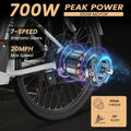 MOONCOOL Electric Bicycle for Adults 350W, 7 - Speed Ebike with 36V 10.4ah Removable Battery， 40 Miles Range, 20 Mph Electric Commuter Bike for Women Men, Certified to UL 2849 by SGS