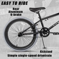 Cubsala 20 in Kids BMX Bike Freestylefor Age 6 - 14 Years Old Boys Girls with 4 Pegs, Black with Red Tires