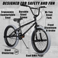 Cubsala 20 in Kids BMX Bike Freestylefor Age 6 - 14 Years Old Boys Girls with 4 Pegs, Black with Red Tires