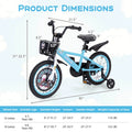 Costway 16" Kid'S Bike for 4 - 7 with Height - Adjustable Handlebar & Saddle Handbrake Blue