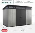 Keter Artisan 11x7 Modern Resin Outdoor Storage Shed Kit-Perfect to Store Patio Furniture, Garden Tools Bike Accessories, Beach Chairs and Lawn Mower, Grey & Black