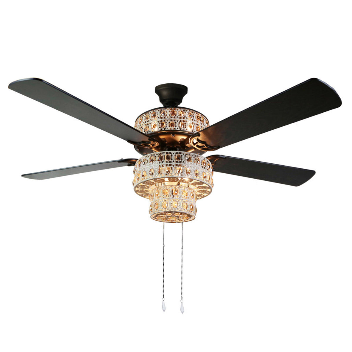 River of Goods Glam 52 inch Width Crystal Double - lit LED Ceiling Fan, Amber
