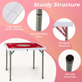 Costway 35" Folding Mahjong Table with Cup Holders & Smooth Felt Mat Carrying Handle Green