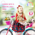 14"/18" Kids Bicycle with Removable Training Wheels, Coaster Brake, Handbrake, Basket & Doll Chair, Toddler Girls & Boys Bike for Age 3-9