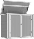 ELPOSUN Outdoor Storage Shed 6x4.5 Ft, Resin Outside Sheds & Outdoor Storage Plastic for Trash Can, Bike, Lawnmower, Generator, Tool Shed with Lockable Door for Backyard, Lawn, Patio, Grey & White