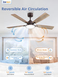 Zardon 52 in Black Ceiling Fan with LED Light and Remote, Downrod 6-Speed and Quiet Reversible DC Motor for Bedroom, Living Room, Indoor