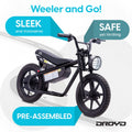 Droyd Weeler Electric Mini Bike - 24V 8ah Battery, 6 - 10 MPH, up to 8 Miles, LED Lights, Kids Ages 6+