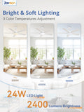 Zardon 52 in Black Ceiling Fan with LED Light and Remote, Downrod 6-Speed and Quiet Reversible DC Motor for Bedroom, Living Room, Indoor