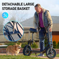 KEESTP Electric Bike with Basket for Pet, 3 Riding Modes Foldable Electric Scooter for Adults - up to 20 Miles 18.6MPH