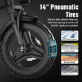 14" Electric Bike with Dual Front Suspension，500w Folding Ebike, up to 25miles 20MPH, 48V Removable Lithium - Battery, Stylish 14" Foldable Commuting Electric Bicycle for Women & Men