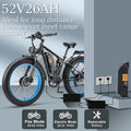 KAIJIELAISI Electric Bike for Adults, AWD Ebikes Dual Motor Peak 6000W, 26'' Fat Tire Bikes with 52V 26AH Battery Hydraulic Brake electric Bicycle, 7 Speed Mountain Ebike UL 2849