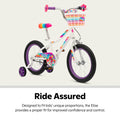 Schwinn Elise Kids Bike with Training Wheels, 16 in Wheels, Ages 3 - 7, White