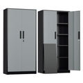 SOLAURA 71" Metal Garage Storage Cabinet with Locking Doors and Adjustable Shelves for Home, Office(Black)