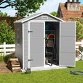 ELPOSUN Outdoor Storage Shed 6x4.5 Ft, Resin Outside Sheds & Outdoor Storage Plastic for Trash Can, Bike, Lawnmower, Generator, Tool Shed with Lockable Door for Backyard, Lawn, Patio, Grey & White