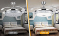42"invisible Chandelier Ceiling Fan with Light and Bluetooth Speaker, Modern 3 Color Change Crystal Ceiling Fan Light