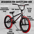 Cubsala 20 in Kids BMX Bike Freestylefor Age 6 - 14 Years Old Boys Girls with 4 Pegs, Black with Red Tires