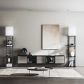 Modern Iron Shelf Floor Lamp with 3 Way Dimmable LED Bulb, Shelves and White Shade for Living Room and Bedroom(Black)