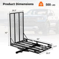 500 LBS Hitch Mount Cargo Carrier with Foldable Ramp, Heavy-Duty Mobility Scooter Wheelchair Carrier for SUV Cars with Stabilizer & 2 Tie-Down Straps