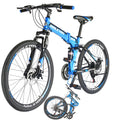 26"full Suspension Folding Mountain Bike 21 Speed 17" Foldable Frame Bicycle Men or Women MTB for Afult Blue