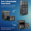 2 - in - 1 Rolling Tool Chest, 5-Drawer Tool Storage Cabinet with Wheels, Adjustable Shelf, Tool Box Organizer for Garage Warehouse Workshop