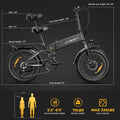Jasion X - Hunter Electric Bike for Adults, 750W Motor Electric Bicycle with 48V 13AH Removable Battery, 20" X4.0 Fat Tire Folding Ebike, Full Suspension, 7 - Speed Bicycles