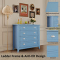 6 Drawer Dresser, Light Blue Elegant Chest of Drawers, Large Cabinet with Storage, Rustic Wood Chest of Drawers for Bedroom, Living Room, Hallway