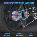 1500W MTB Electric Bicycle 48V 20ah Removable Battery E - Bike，electric Bike for Adults 20" Fat Tire Electric Motorcycle, Shimano 7 Speed Full Suspension Mountain Bike UL2849