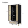 GOMYHOME Accent Cabinet with Rattan Doors & Drawer, Modern Storage Armoire for Living Room, Bedroom, Natural Wood Finish