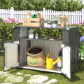 AECOJOY Outdoor Grill Table with Storage Cabinet Weatherproof, Outdoor Kitchen Island, Grill Cabinet Cart with Storage