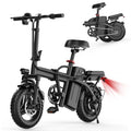 14" Electric Bike with Dual Front Suspension，500w Folding Ebike, up to 25miles 20MPH, 48V Removable Lithium - Battery, Stylish 14" Foldable Commuting Electric Bicycle for Women & Men