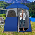 Favory Double - Room Shower Tent, Oversize Space Privacy Shelter for Camping with Floor, Portable Camping Changing Tent with Removable Rain Fly, Storage Bag for Dressing, Toilet, Brown