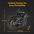 Jasion X - Hunter Electric Bike for Adults, 750W Motor Electric Bicycle with 48V 13AH Removable Battery, 20" X4.0 Fat Tire Folding Ebike, Full Suspension, 7 - Speed Bicycles