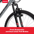 Huffy 24" Rock Creek Mountain Bike, Fits Riders 4'8" - 5'8", Gray, Adult, Men'S