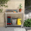 AECOJOY Stainless Steel Table with Backsplash 48"x18" Prep Tables for Commercial Kitchen
